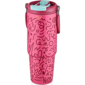 900ML Desenli Pipetli/pipetsiz Çift Içim Kulplu Kahve Bardağı/mug Paslanmaz Çelik Termos