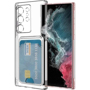 Samsung Galaxy S22 Ultra Kamera Korumalı Kartlıklı Setra Şeffaf Silikon Kılıf