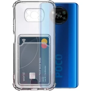Xiaomi Poco X3 Nfc Kamera Korumalı Kartlıklı Setra Şeffaf Silikon Kılıf