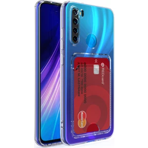 Xiaomi Redmi Note 8 Kamera Korumalı Kartlıklı Setra Şeffaf Silikon Kılıf