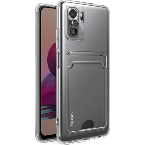 Xiaomi Redmi Note 10S Kamera Korumalı Kartlıklı Setra Şeffaf Silikon Kılıf