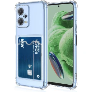 Xiaomi Redmi Note 12 5g Kamera Korumalı Kartlıklı Setra Şeffaf Silikon Kılıf
