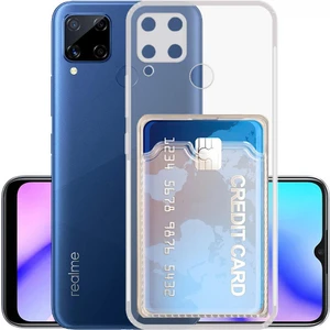 Realme C15 Kamera Korumalı Kartlıklı Setra Şeffaf Silikon Kılıf