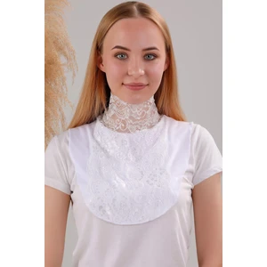 Melodi Scarf Kadın Tesettür Dantelli Boyunluk Beyaz