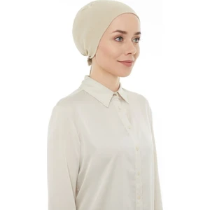 Melodi Scarf Tesettür Dikişli Bone Bej