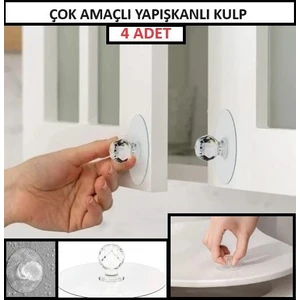 Mutfak Banyo Dolap Gardrop Kulpu Çok Amaçlı 4 Adet  Yapışkanlı Kulp Tutacak Askı