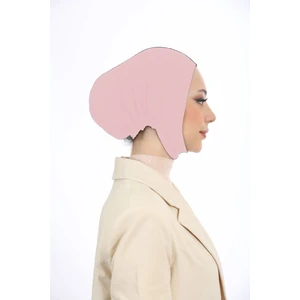 Melodi Scarf Kadın Tesettür Geniş Hacimli Pratik Ense ve Çene Altından Geçmeli Kaymayan Bone Pudra