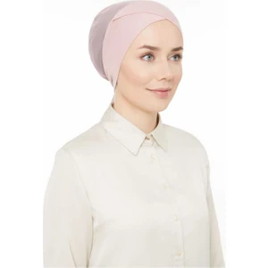 Melodi Scarf Fileli Dikişsiz Çapraz Bone Pudra
