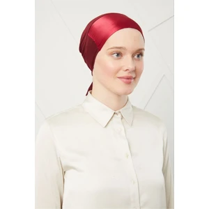 Melodi Scarf Kadın Tesettür Bağlamalı Saten Bone Bordo