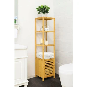 Bambu Tek Kapaklı 4 Raflı Çok Amaçlı Düzenleyici Organizer Dolap - DB-0003
