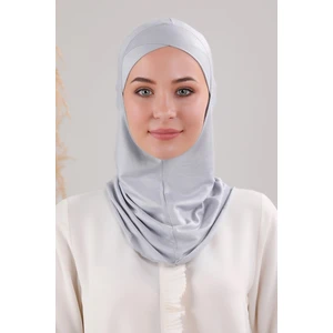 Melodi Scarf Tesettür Hijab Çapraz Deniz Havuz Spor Boyunluklu Penye Bone Açık Gri