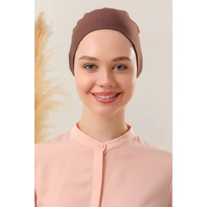 Melodi Scarf Dikişsiz Penye Bağlamalı Bone Kahverengi