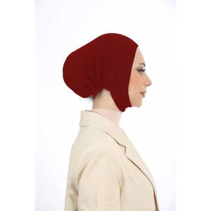 Melodi Scarf Kadın Tesettür Geniş Hacimli Pratik Ense ve Çene Altından Geçmeli Kaymayan Bone Bordo