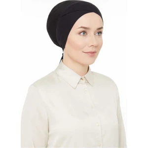 Melodi Scarf Fileli Dikişsiz Çapraz Bone Siyah