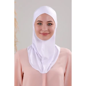 Melodi Scarf Tesettür Hijab Çapraz Deniz Havuz Spor Boyunluklu Penye Bone Beyaz