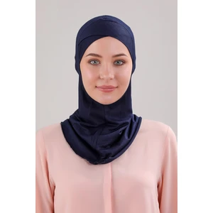Melodi Scarf Tesettür Hijab Çapraz Deniz Havuz Spor Boyunluklu Penye Bone Lacivert