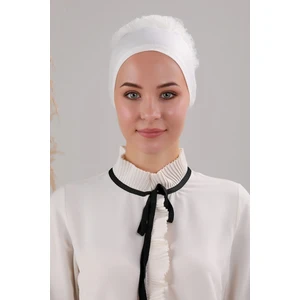 Melodi Scarf Tesettür Fırfırlı Bone Ekru