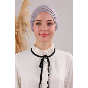 Melodi Scarf Kadın Üç Bantlı Çapraz Hazır Türban Havuz Deniz Dış Bone Açık Gri