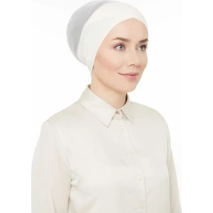 Melodi Scarf Fileli Dikişsiz Çapraz Bone Beyaz