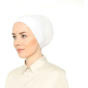 Melodi Scarf Fileli Dikişsiz Bone Beyaz