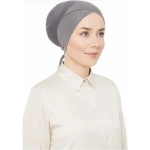 Melodi Scarf Fileli Dikişsiz Çapraz Bone Koyu Gri