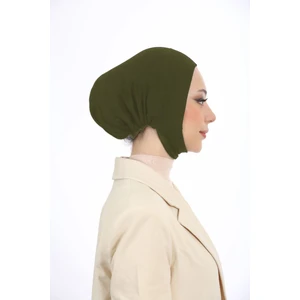 Melodi Scarf Kadın Tesettür Geniş Hacimli Pratik Ense ve Çene Altından Geçmeli Kaymayan Bone Haki
