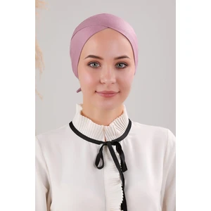 Melodi Scarf Bağlamalı Dikişsiz Çapraz Bone Pudra
