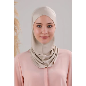 Melodi Scarf Tesettür Hijab Çapraz Deniz Havuz Spor Boyunluklu Penye Bone Taş Rengi