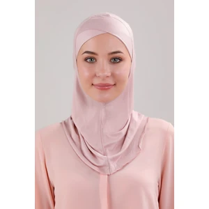 Melodi Scarf Tesettür Hijab Çapraz Deniz Havuz Spor Boyunluklu Penye Bone Pudra