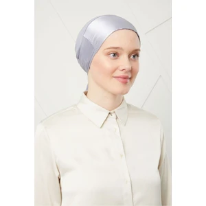 Melodi Scarf Kadın Tesettür Bağlamalı Saten Bone Açık Gri