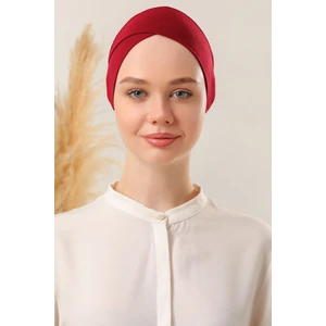Melodi Scarf Bağlamalı Dikişsiz Çapraz Bone Bordo