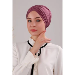 Melodi Scarf Kadın Üç Bantlı Çapraz Hazır Türban Dış Bone Mor