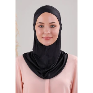 Melodi Scarf Tesettür Hijab Çapraz Deniz Havuz Spor Boyunluklu Penye Bone Siyah
