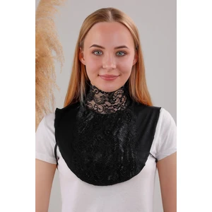 Melodi Scarf Kadın Tesettür Dantelli Boyunluk Siyah