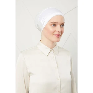 Melodi Scarf Kadın Tesettür Bağlamalı Saten Bone Beyaz