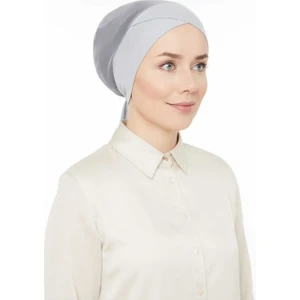 Melodi Scarf Fileli Dikişsiz Çapraz Bone Açık Gri