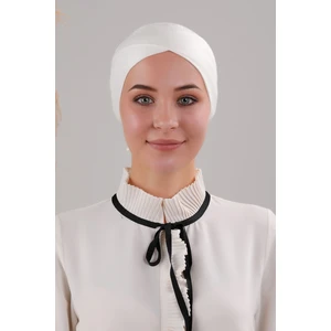 Melodi Scarf Bağlamalı Dikişsiz Çapraz Bone Ekru