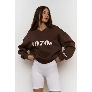 1970S Kahverengi Oversize Unisex Sweatshirt