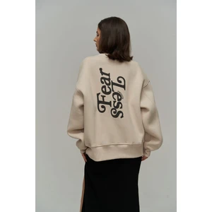 Mai Fear Less Bej Oversize Sweatshirt