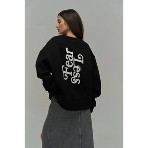 Fear Less Siyah  Oversize Sweatshirt