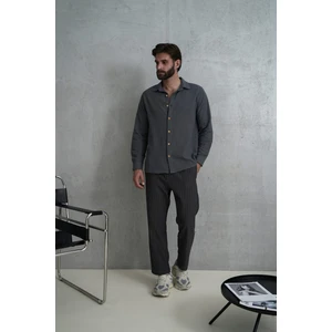 Wesley Erkek Oversize Krinkıl Antrasit Gömlek
