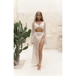 Rubina Bej Triko Crop-Etek Takım