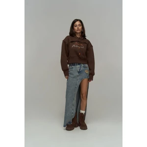Mai Collection Creative Kahve Crop Sweatshirt