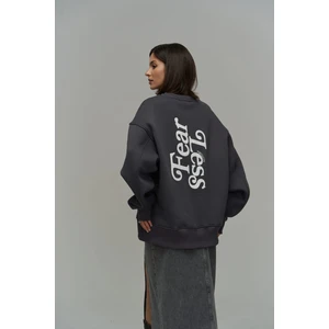Mai Mcllctn Fear Less Antrasit Unisex Oversize Sweatshirt