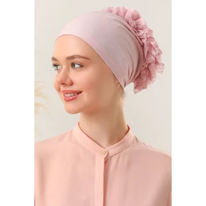 Melodi Scarf Tesettür Fırfırlı Bone Pudra