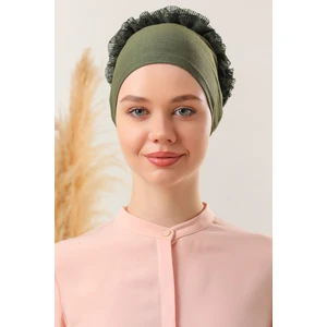 Melodi Scarf Tesettür Fırfırlı Bone Haki