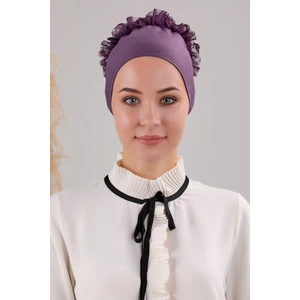 Melodi Scarf Tesettür Fırfırlı Bone Mor
