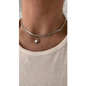 Vi Store Silver Italyan Zincir ve Bombeli Kalp Kolye Seti