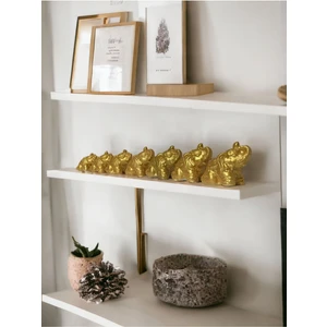 Lu Design 7'Li Gold Renk Bereket Fil Seti & Taş Tozu & Ev Dekorasyon & Biblo