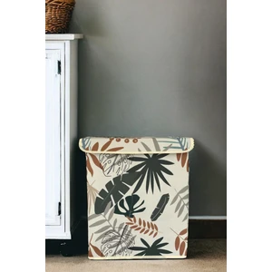 Prendi Home Yaprak Desen Büyük Boy Kapaklı  Kirli Çamaşır Oyuncak Düzenleyici Saklama Kutusu Sepeti 40X50X30